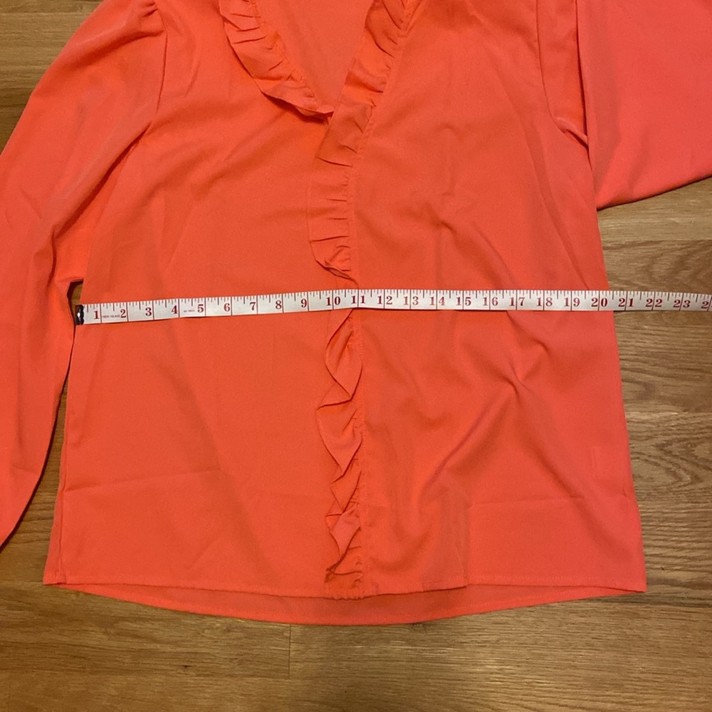 Orange Ruffle Blouse M/L - Picture 2 of 3